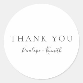 Pegatina Redonda Boda personalizada moderna de escritura minimalist