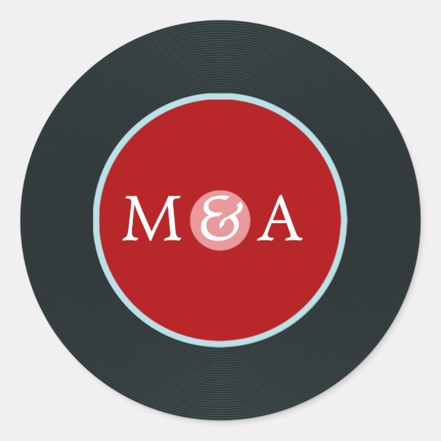 Pegatina Redonda Boda personalizada Vinyl Record (Anverso)