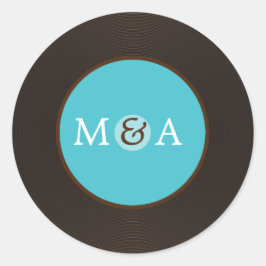 Pegatina Redonda Boda personalizada Vinyl Record