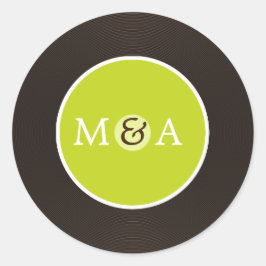 Pegatina Redonda Boda personalizada Vinyl Record