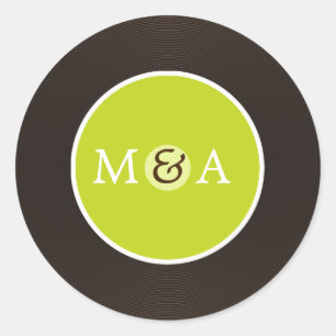 Pegatina Redonda Boda personalizada Vinyl Record