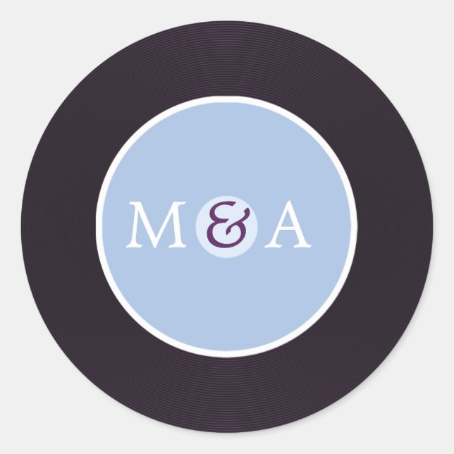 Pegatina Redonda Boda personalizada Vinyl Record (Anverso)