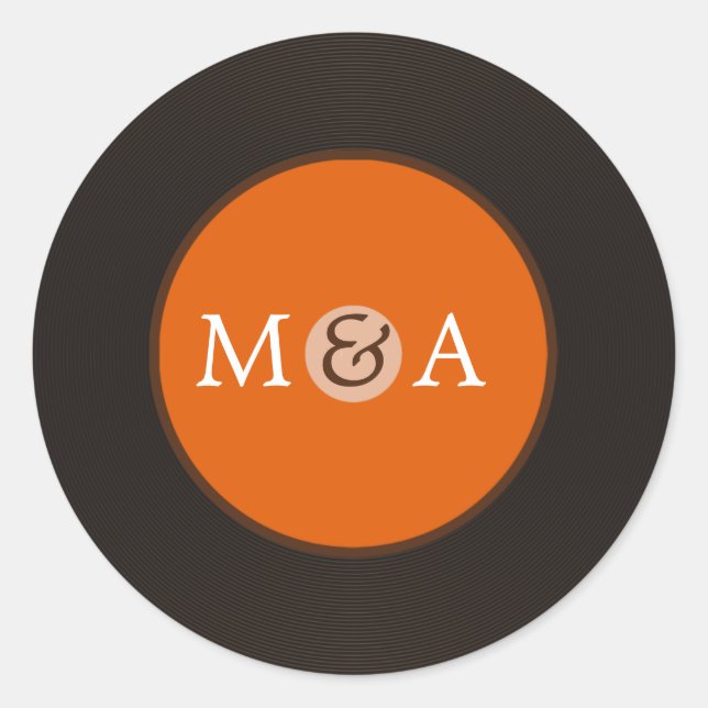 Pegatina Redonda Boda personalizada Vinyl Record (Anverso)