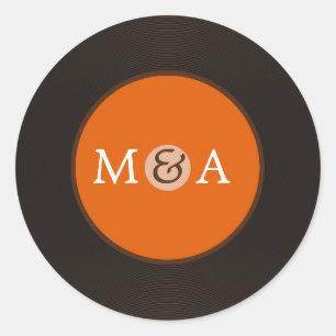 Pegatina Redonda Boda personalizada Vinyl Record