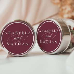 Pegatina Redonda Boda personalizado de Dusky Plum