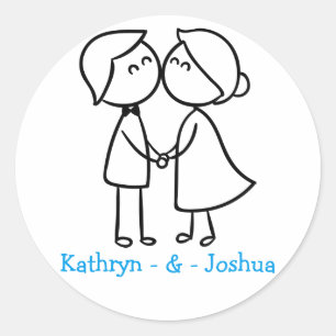 Pegatina Redonda Boda Personalizado de Novia y Groom Personalizado