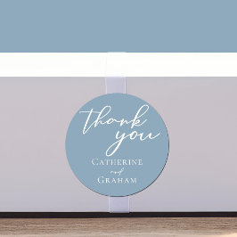 Pegatina Redonda Boda personalizado del guión azul turbio