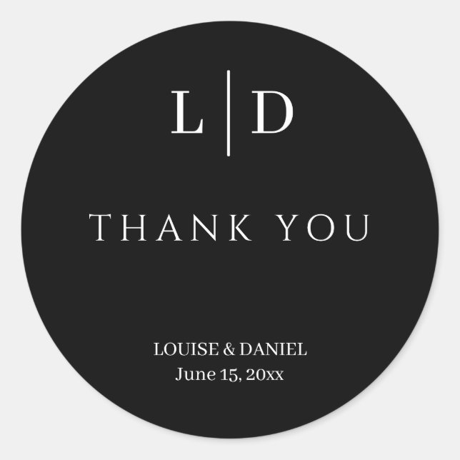 Pegatina Redonda Boda personalizado mínimo y simple (Anverso)