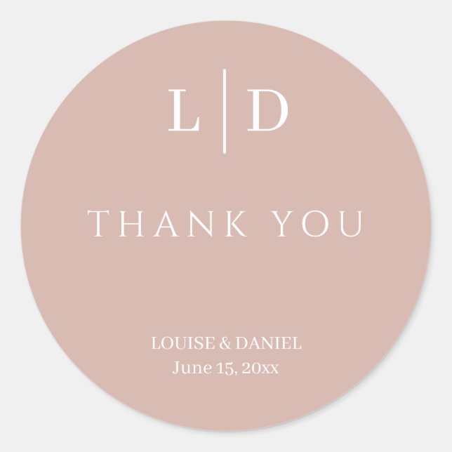 Pegatina Redonda Boda personalizado mínimo y simple (Anverso)