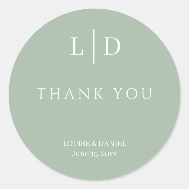 Pegatina Redonda Boda personalizado mínimo y simple (Anverso)