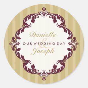 Pegatina Redonda BODA PERSONALIZADO SEAL :: flourish deluxe 3