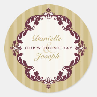 Pegatina Redonda BODA PERSONALIZADO SEAL :: flourish deluxe 3