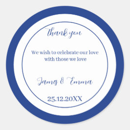 Pegatina Redonda Boda personalizado simple azul