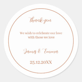 Pegatina Redonda Boda personalizado simple marrón