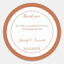 Pegatina Redonda Boda personalizado simple marrón