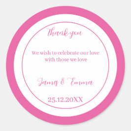Pegatina Redonda Boda personalizado simple Rosa