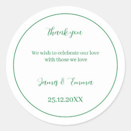 Pegatina Redonda Boda personalizado Verde simple