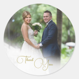 Pegatina Redonda Boda Photo Simple Gracias