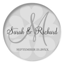 Boda Plata Clásico Monograma Novia Y Groom
