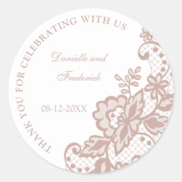 Pegatina Redonda Boda polvoriento rosa encaje pegatinas redondos