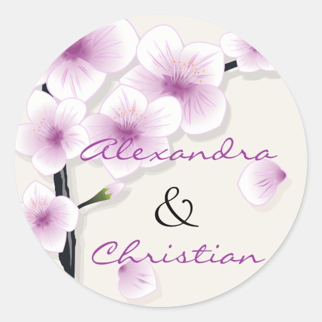 Pegatina Redonda Boda Primavera Floreciente Guardar La Invitación F (Anverso)
