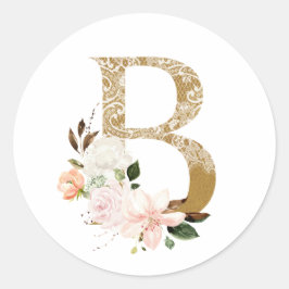 Pegatina Redonda Boda primavera verano MONOGRAM B