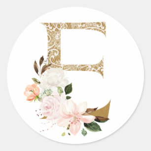 Pegatina Redonda Boda primavera verano MONOGRAM E