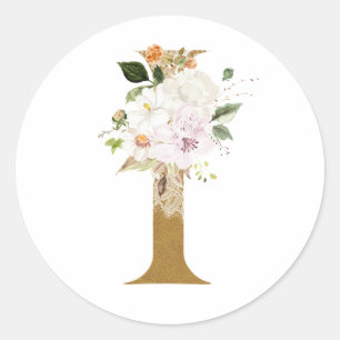 Pegatina Redonda Boda primavera verano MONOGRAM I
