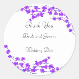 Pegatina Redonda Boda Purple Blossom Gracias
