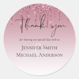 Pegatina Redonda BODA Purpurina rosa PRESUPUESTO