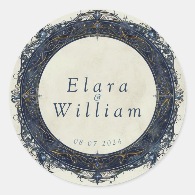 Pegatina Redonda Boda Real de Numenorea (Anverso)