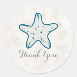 Pegatina Redonda Boda Real Rustic Starfish