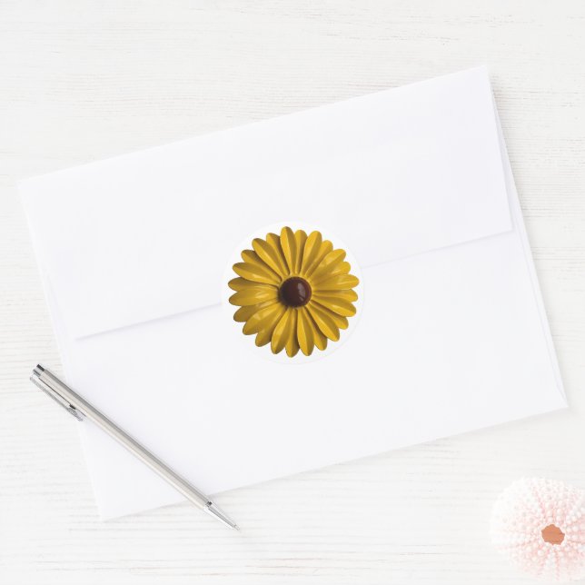 Pegatina Redonda Boda Retro Daisy Flower Spring Garden (Sobre)