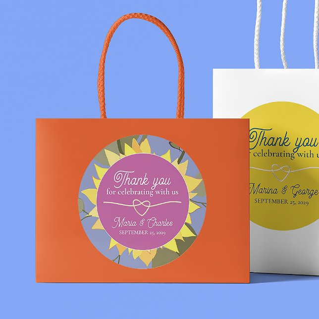 Pegatina Redonda Boda Retro Floral Gracias (Subido por el creador)