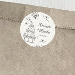 Pegatina Redonda Boda Retro Francés De Mano Dibujada Jugativamente<br><div class="desc">Añade un toque divertido y personal a tu boda con este Pegatina Retro Boda Clásico Retro Retro de Mano Dibujada. Con elementos extravagantes dibujados a mano, un diseño francés de inspiración vintage y detalles divertidos, esta etiqueta es perfecta para sellar invitaciones, fiestas o decoración. Ideal para los bodas de boho,...</div>