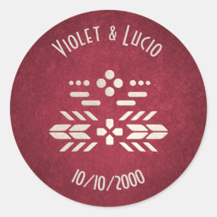 Pegatina Redonda Boda rojo geek de videojuegos