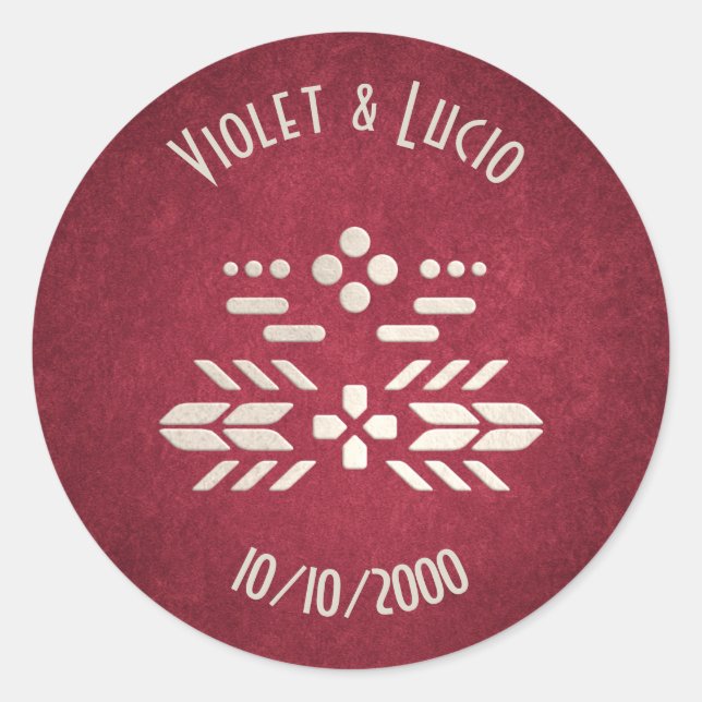 Pegatina Redonda Boda rojo geek de videojuegos (Anverso)