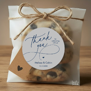 Pegatina Redonda Boda Romántica Gracias por celebrar con nosotros