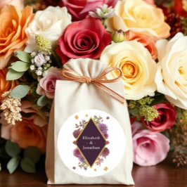 Pegatina Redonda Boda romántico de otoño en Dahlia