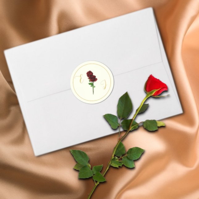 Pegatina Redonda Boda Rosa de Ivory Gold (Subido por el creador)