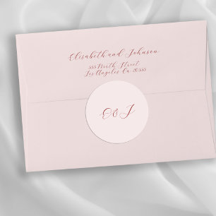 Pegatina Redonda Boda rosado del guión de moda elegante monograma