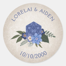 Pegatina Redonda Boda RPG Dice Gamer