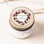 Pegatina Redonda Boda ruso de Borgoña y Rosas de Marfil<br><div class="desc">Elegantes etiquetas de bodas florales con nombres rodeados por una corona de rosas acuarelas y follaje en tonos burdeos, marfil, marrón, dorado y verde. Los pegatinas florales de color burdeos y marfil son perfectos para sellos para sobres bodas y novios. Diseñado para coordinar con nuestra colección de bodas de Borgoña...</div>