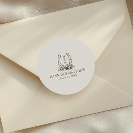 Pegatina Redonda Boda ruso del Boho Occidental Horseshoe