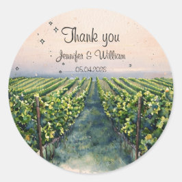 Pegatina Redonda Boda Rustic Vineyard Destination Italy