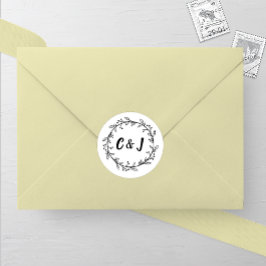 Pegatina Redonda Boda Rustic Wreath