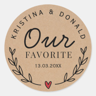 Pegatina Redonda Boda Rústica personalizado favorece a nuestra sele