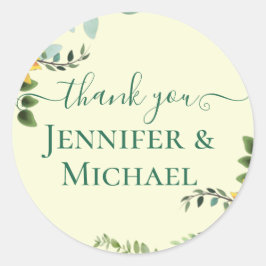 Pegatina Redonda Boda Rústico BOHO Sunflowers Greenery