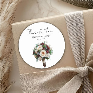 Pegatina Redonda Boda Rústico Bouquet Flower Wedding Favors