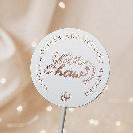 Pegatina Redonda Boda Rústico del País Vaquero Occidental